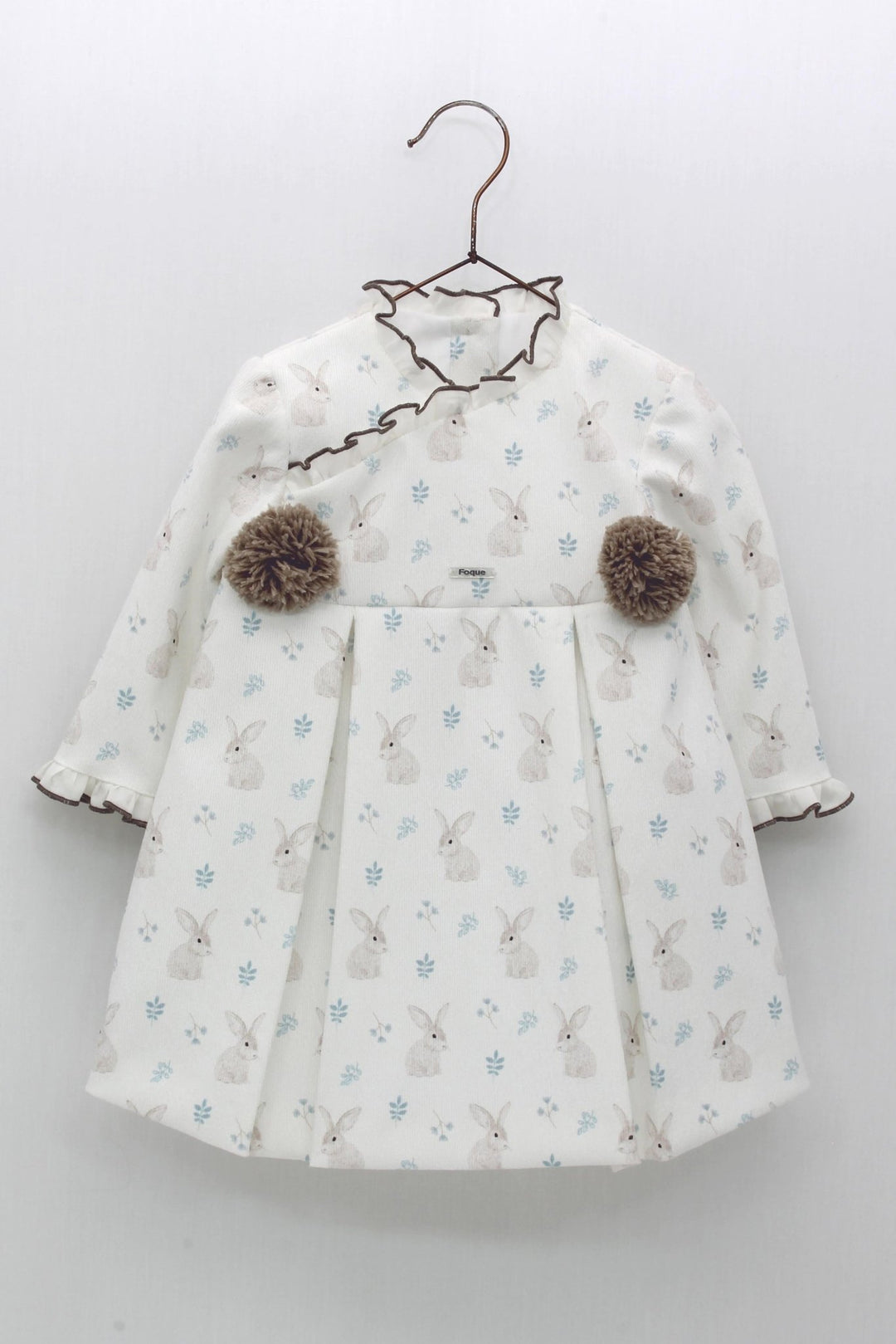 Foque "Kayla" White Bunny Print Dress - Millie and John