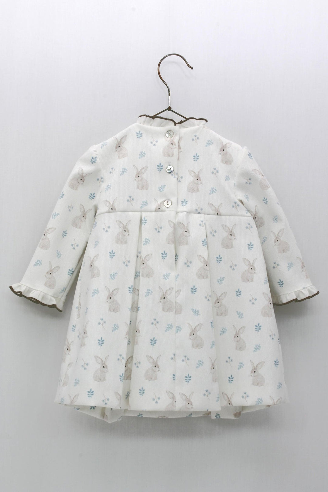 Foque "Kayla" White Bunny Print Dress - Millie and John