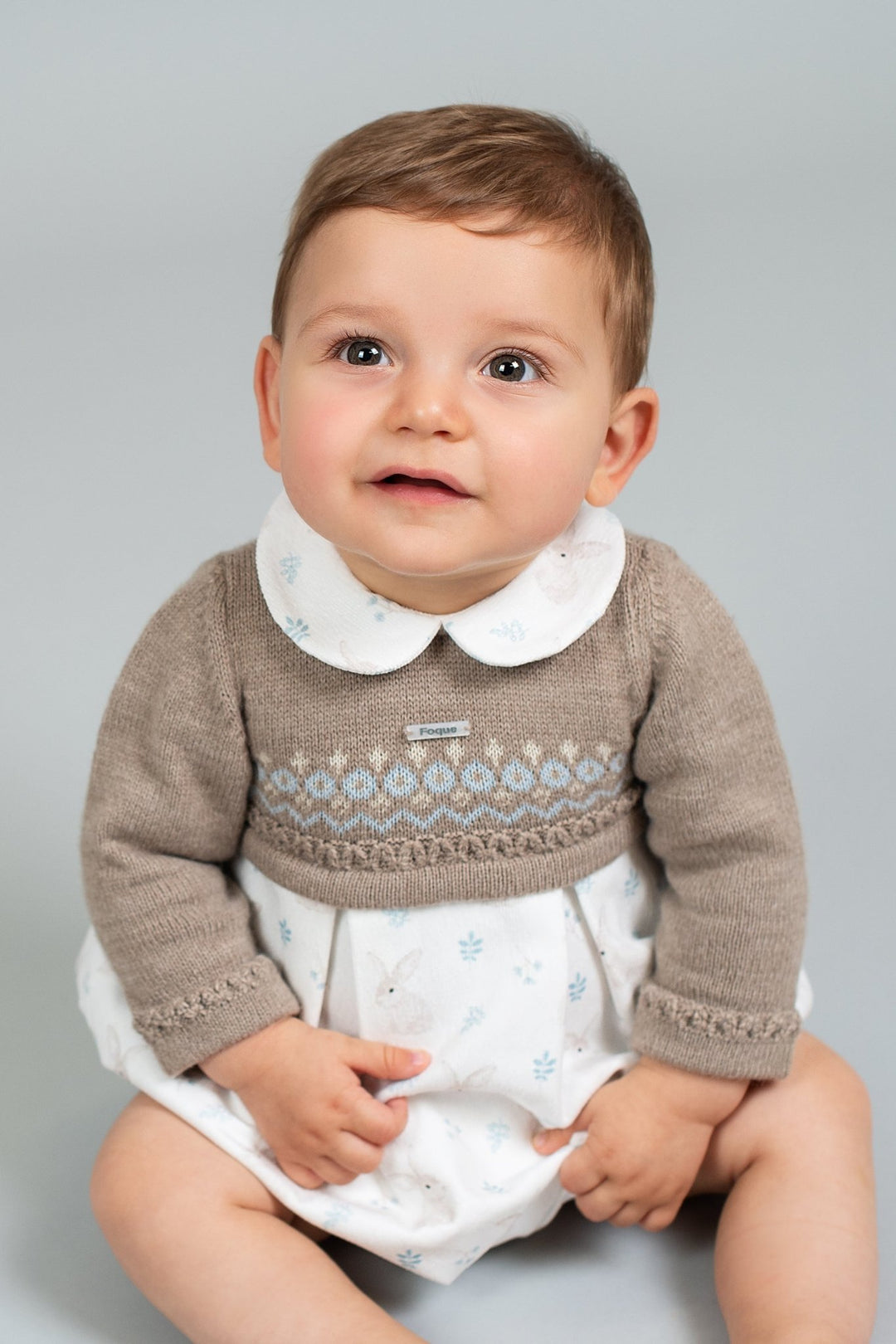 Foque "Leroy" Taupe Alpaca Wool Bunny Romper - Millie and John