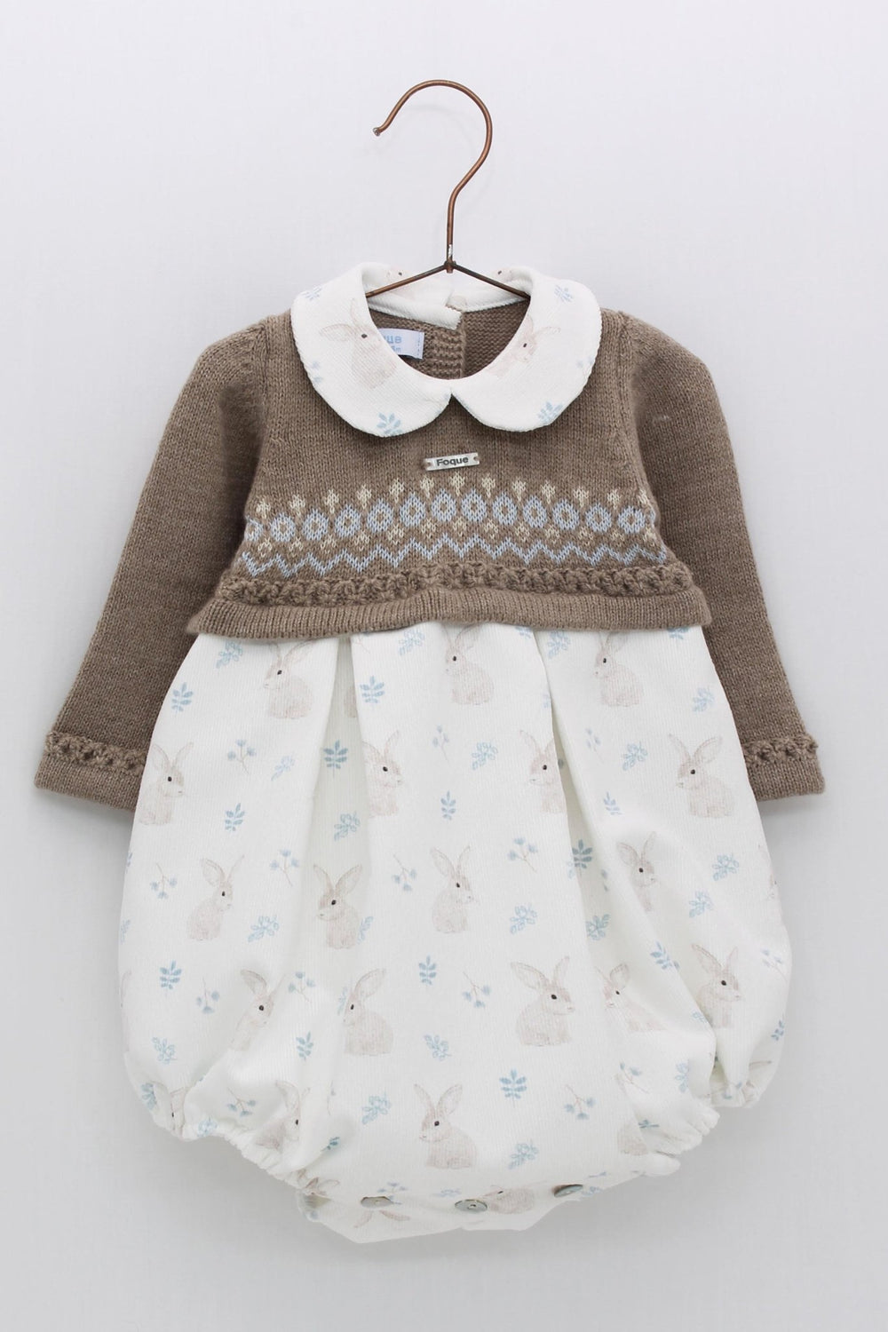 Foque "Leroy" Taupe Alpaca Wool Bunny Romper - Millie and John