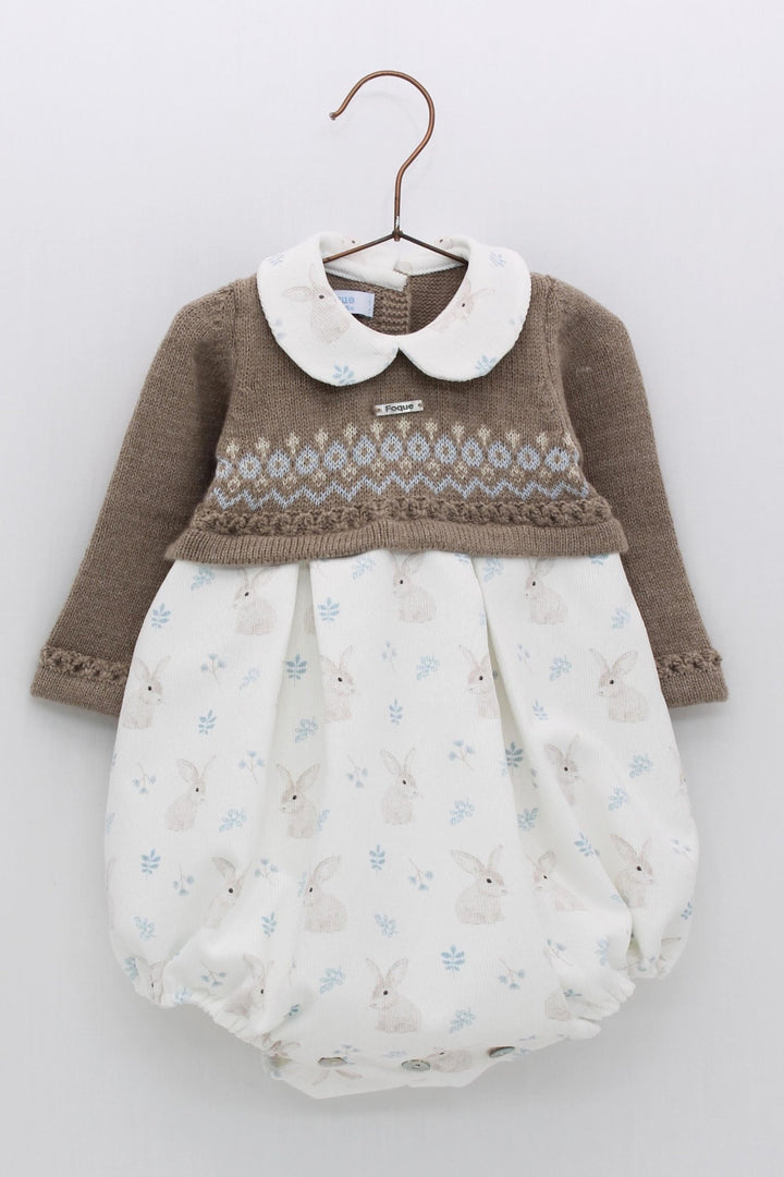 Foque "Leroy" Taupe Alpaca Wool Bunny Romper - Millie and John