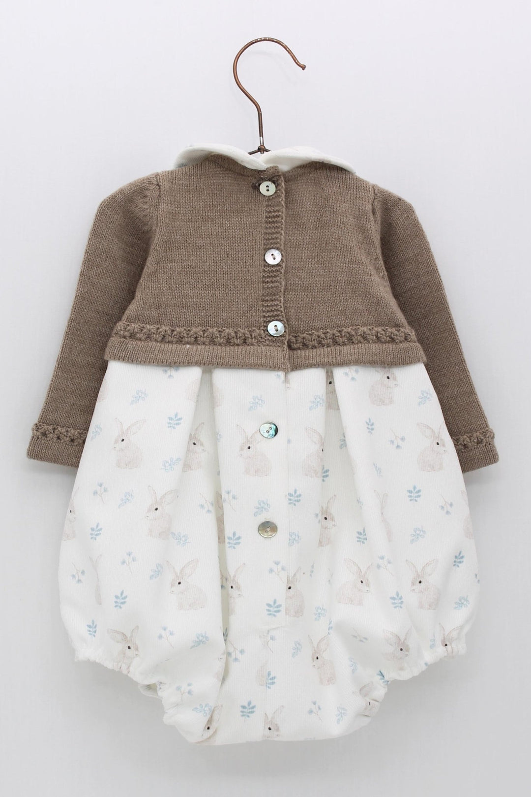 Foque "Leroy" Taupe Alpaca Wool Bunny Romper - Millie and John