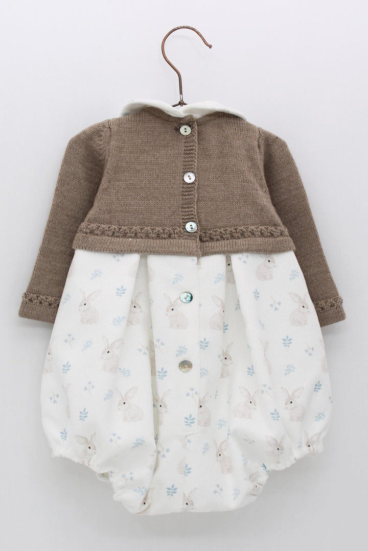 Foque "Leroy" Taupe Alpaca Wool Bunny Romper - Millie and John