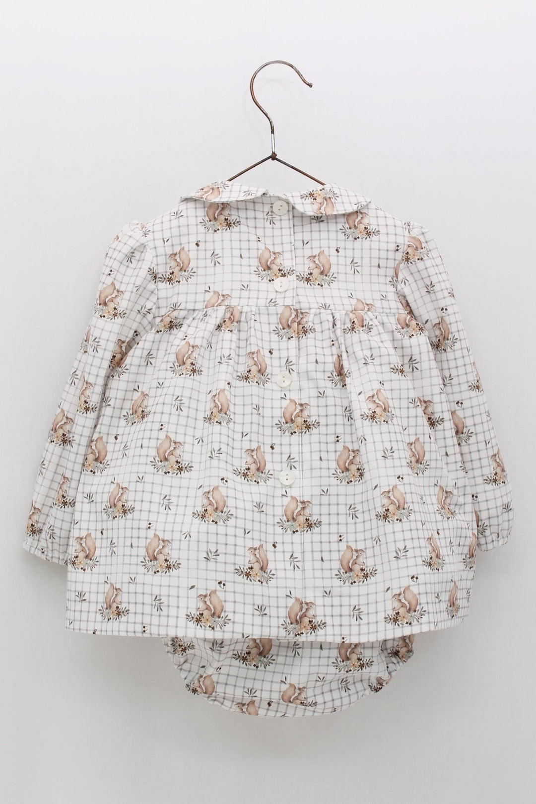 Foque "Maggie" Grey Squirrel Print Dress & Bloomers - Millie and John