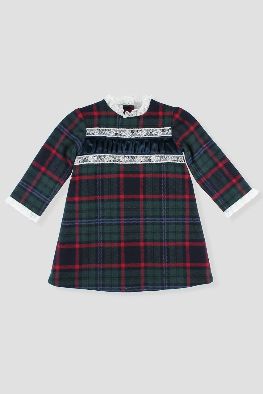 Foque "Malia" Bottle Green Tartan Dress - Millie and John