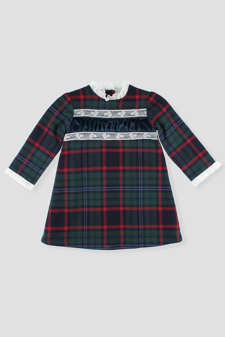 Foque "Malia" Bottle Green Tartan Dress - Millie and John