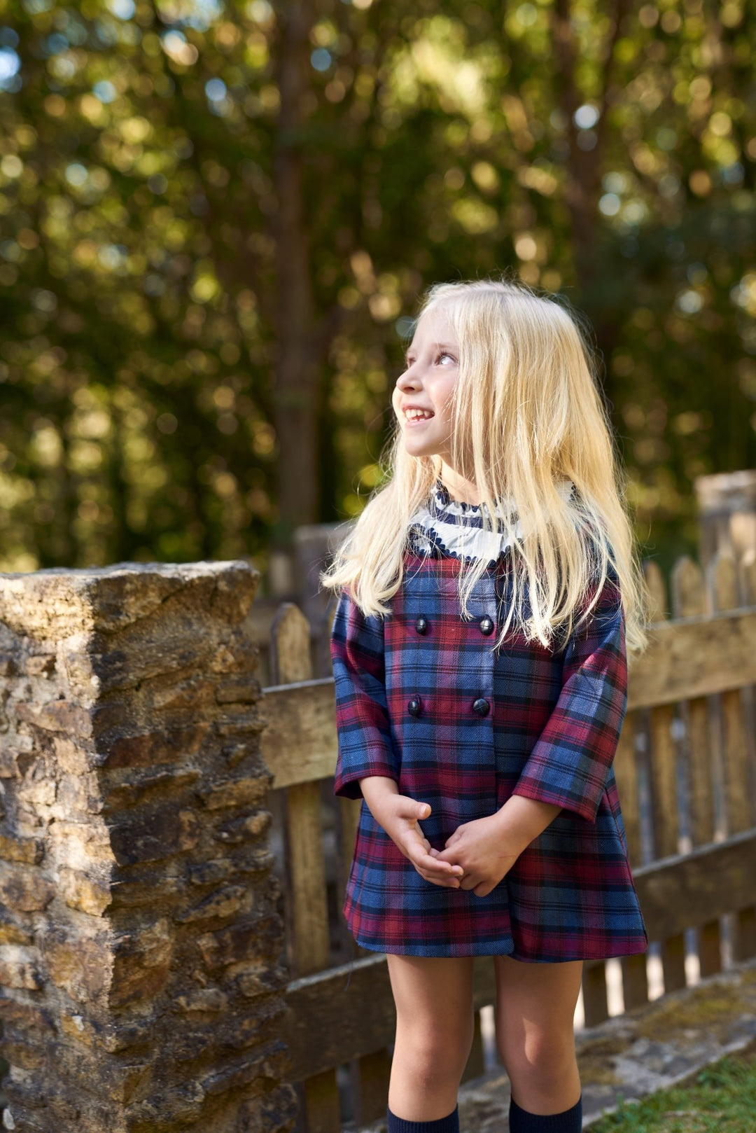 Foque "Margot" Navy &amp; Burgundy Tartan Dress - Millie and John