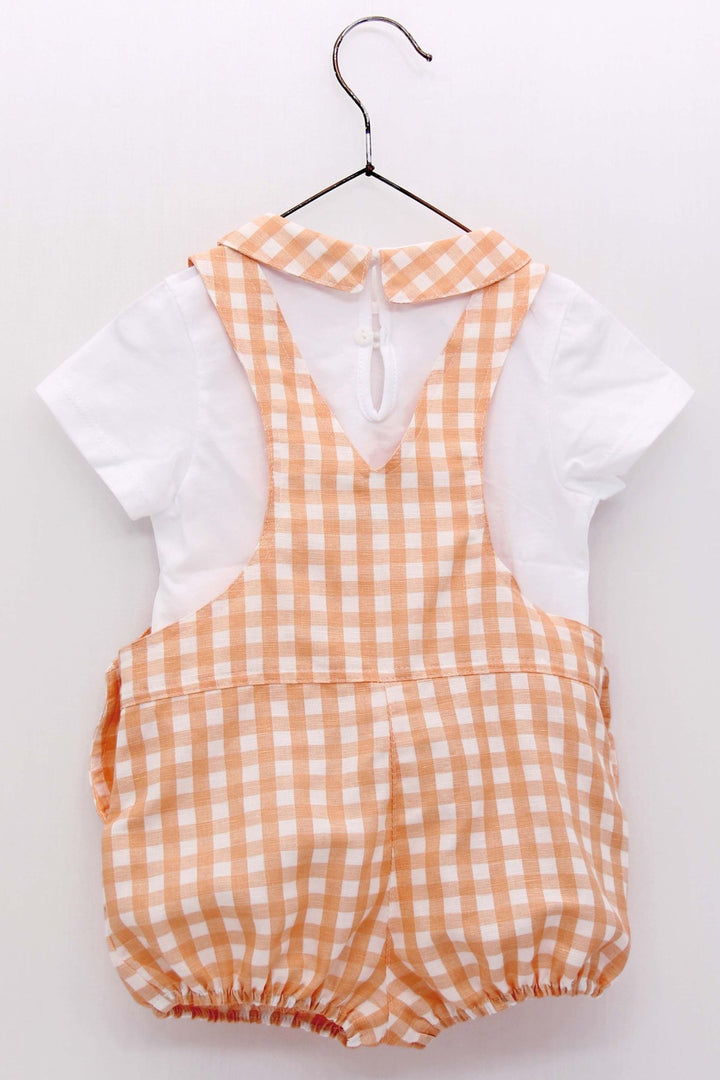 Foque "Micah" Peach Gingham Shirt & Dungarees - Millie and John