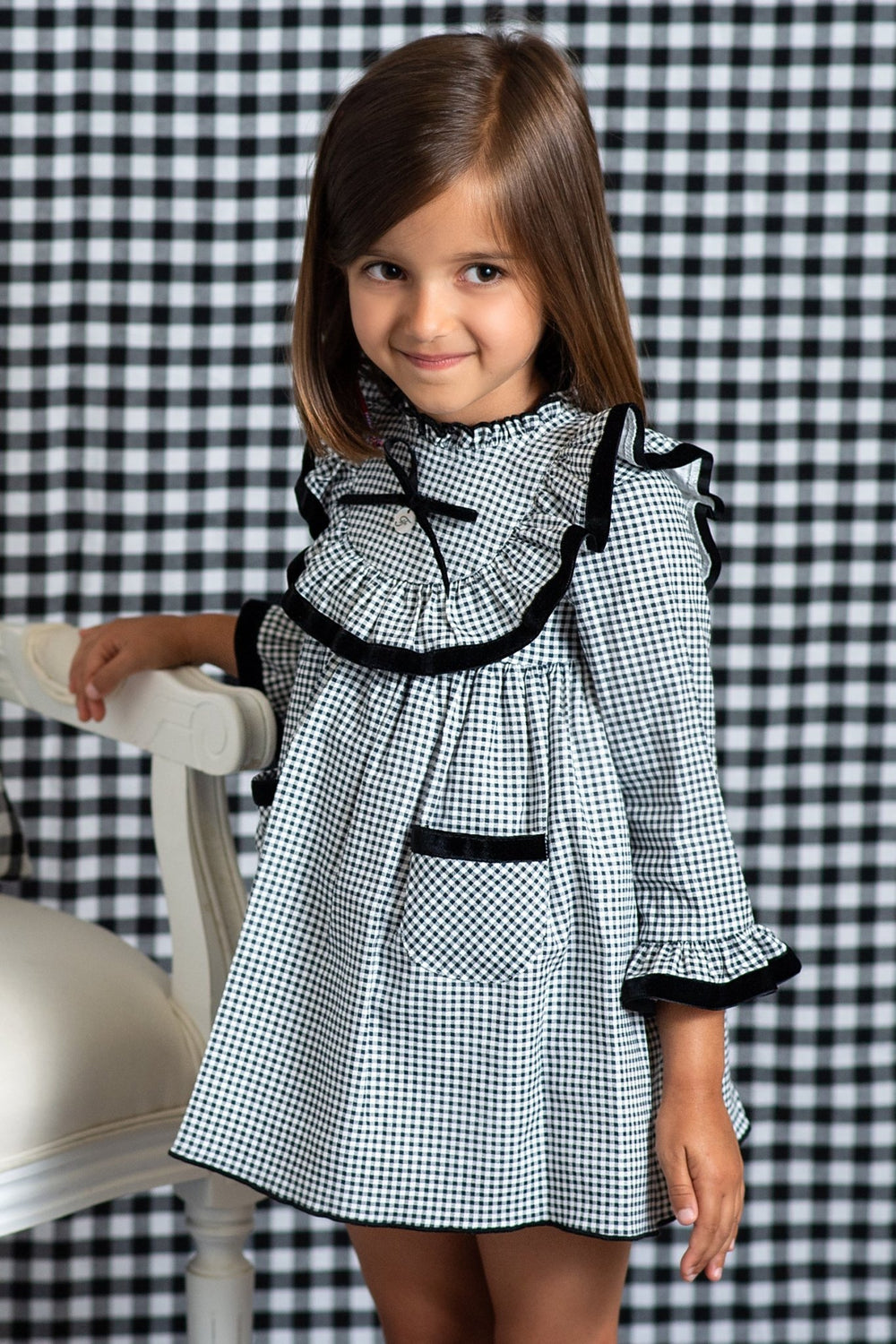 Foque "Nora" Black Gingham Dress - Millie and John