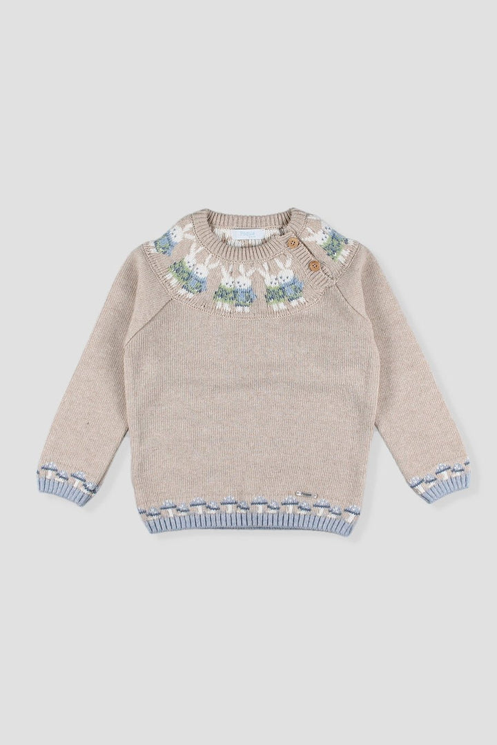Foque PREORDER "Rafferty" Stone Knitted Bunny Jumper - Millie and John