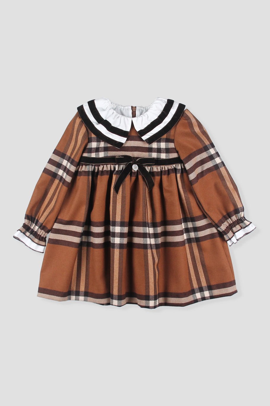 Foque PREORDER "Vivienne" Chocolate Brown Tartan Dress - Millie and John