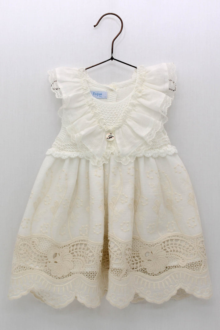 Foque "Priscilla" Ivory Knit Lace Dress - Millie and John