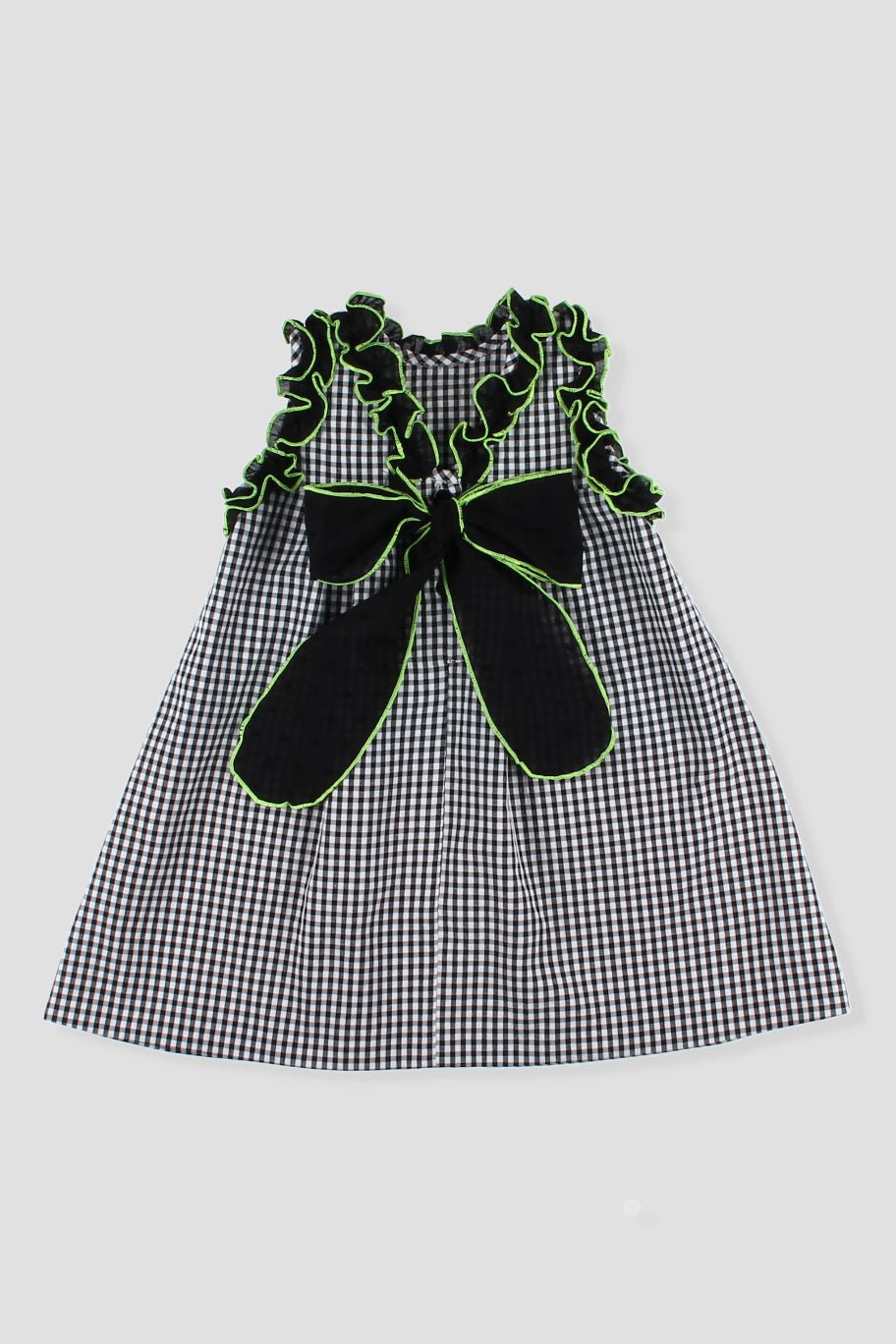 Foque "Roxie" Black Gingham & Neon Lime Dress - Millie and John
