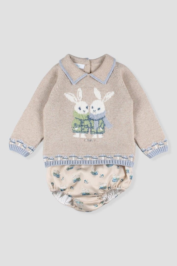 Foque "Rupert" Stone Knitted Bunny Top &amp; Jam Pants - Millie and John