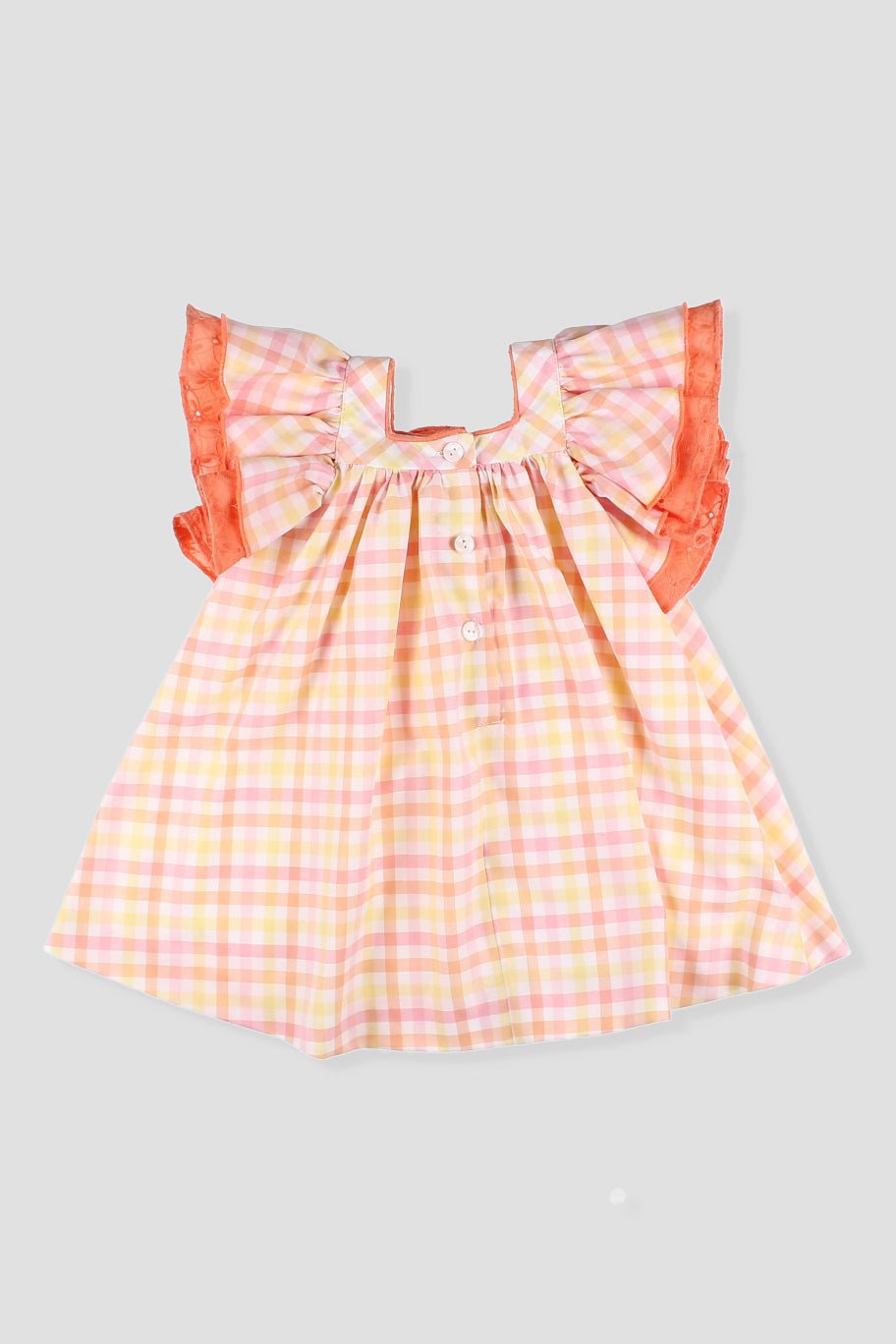 Foque "Soleil" Orange, Pink & Lemon Gingham Dress - Millie and John