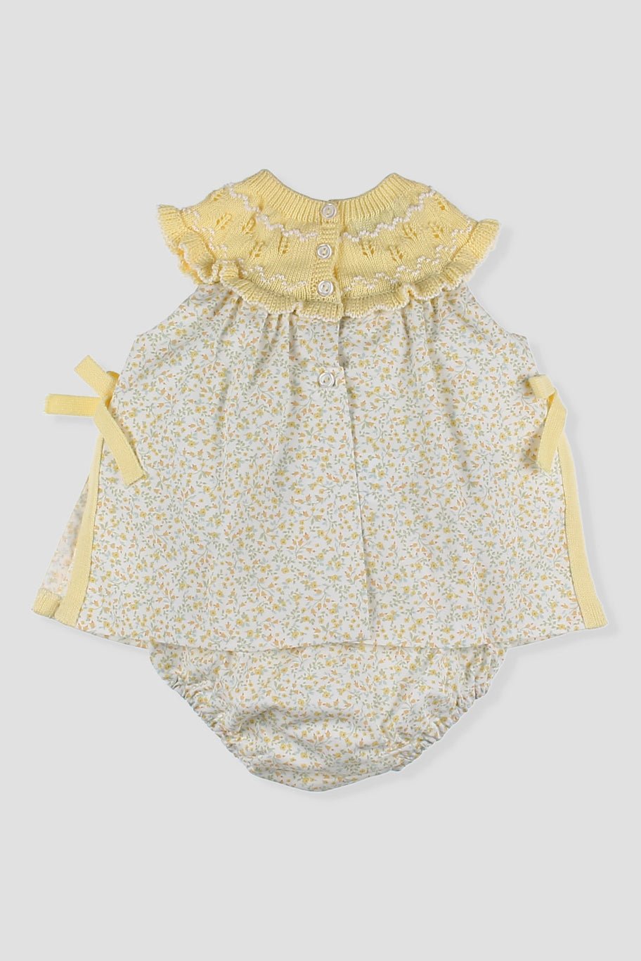 Foque "Tahlia" Lemon Half Knit Floral Dress & Bloomers - Millie and John