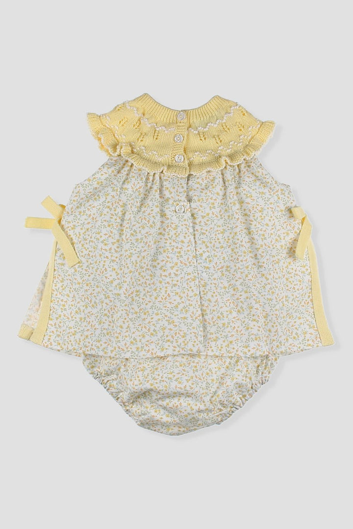 Foque "Tahlia" Lemon Half Knit Floral Dress & Bloomers - Millie and John