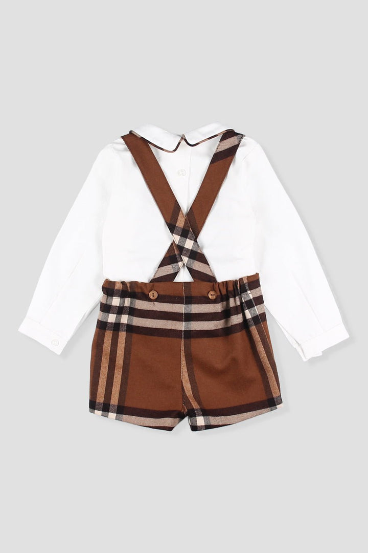 Foque "Timmy" Chocolate Brown Tartan Shirt &amp; Shorts - Millie and John