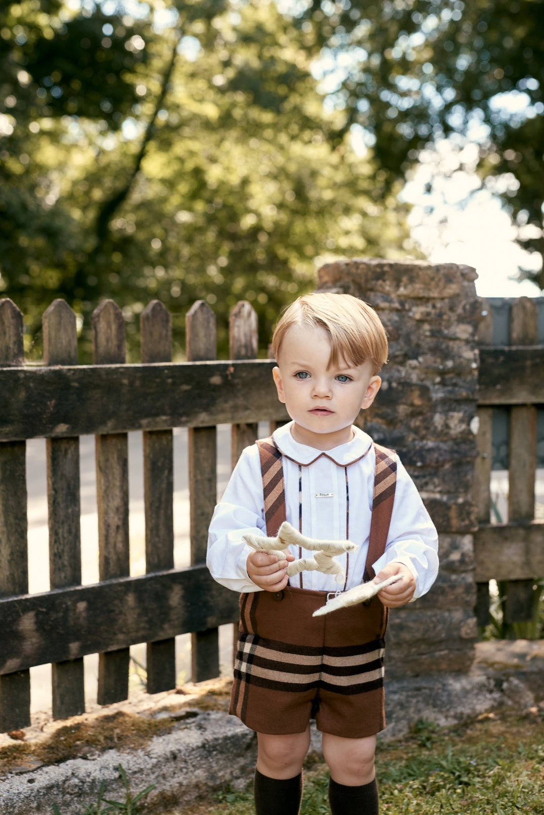 Foque "Timmy" Chocolate Brown Tartan Shirt &amp; Shorts - Millie and John