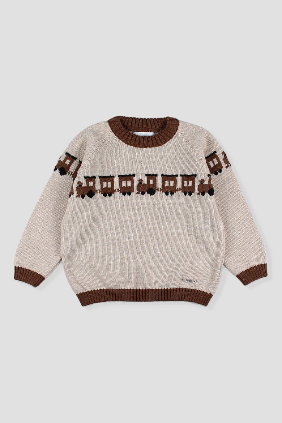 Foque "Tobias" Stone Knitted Train Jumper - Millie and John