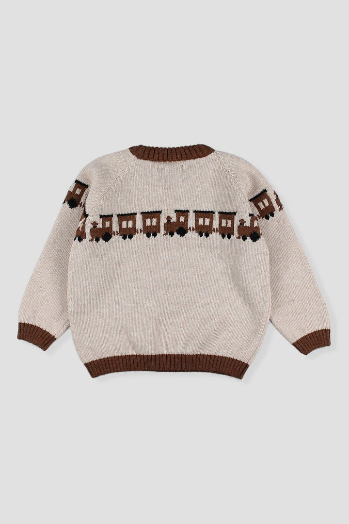 Foque "Tobias" Stone Knitted Train Jumper - Millie and John