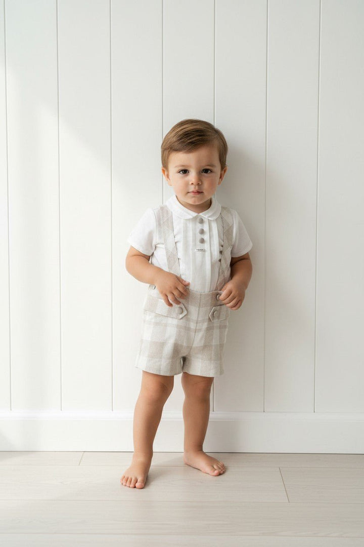 Foque "Tommy" Shirt &amp; Beige Check Shorts - Millie and John