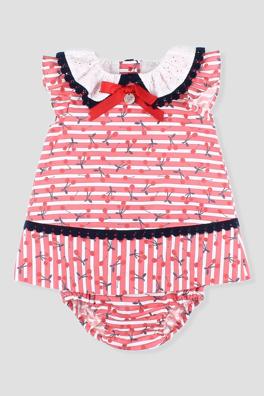 Foque "Trixie" Red Cherry Print Dress & Bloomers - Millie and John