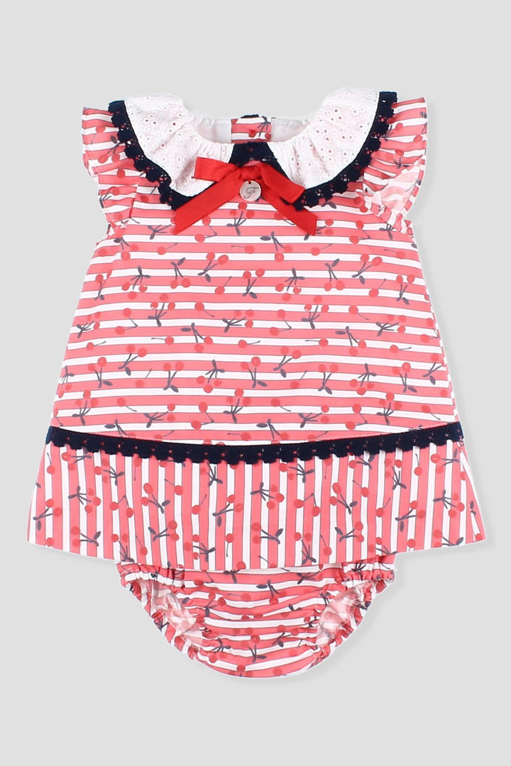 Foque "Trixie" Red Cherry Print Dress & Bloomers - Millie and John