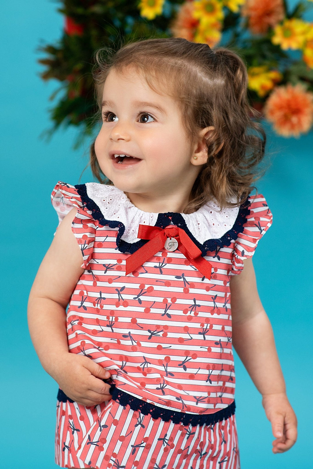 Foque "Trixie" Red Cherry Print Dress & Bloomers - Millie and John
