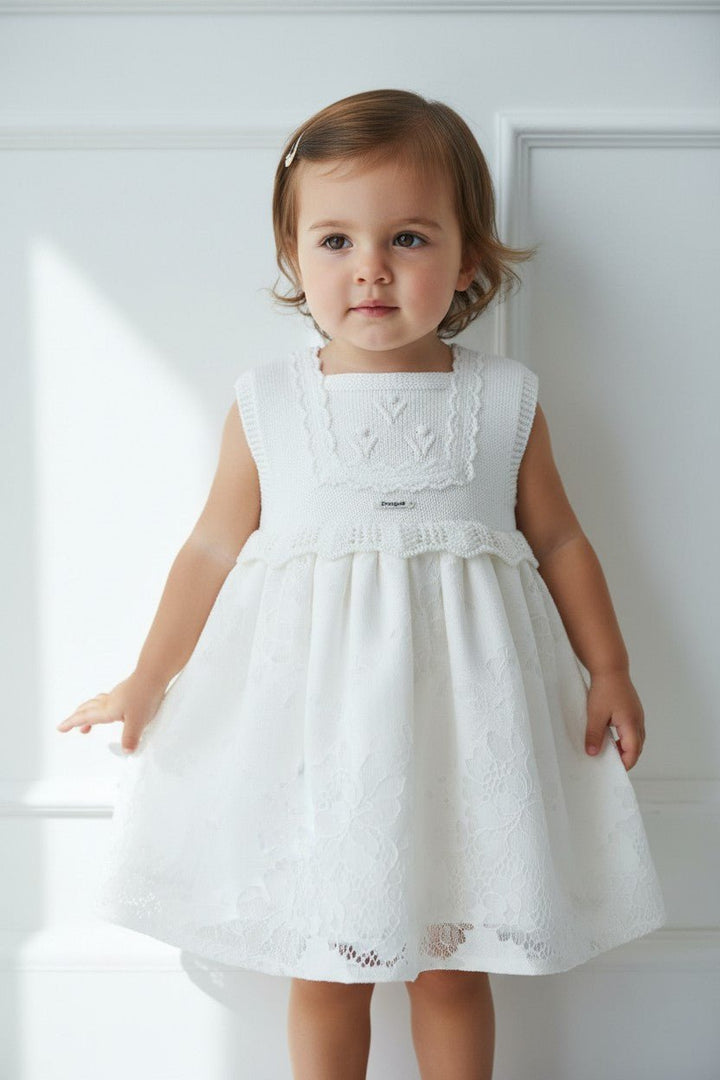 Foque "Una" Ivory Knit Lace Dress - Millie and John