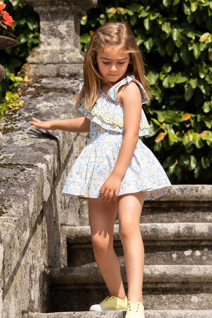 Foque "Valencia" Sage Green & Lemon Floral Dress - Millie and John