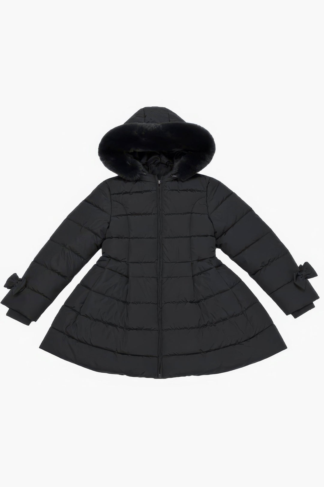 Giorgio Bambini "Clara" Black Bow Puffer School Coat - Millie and John