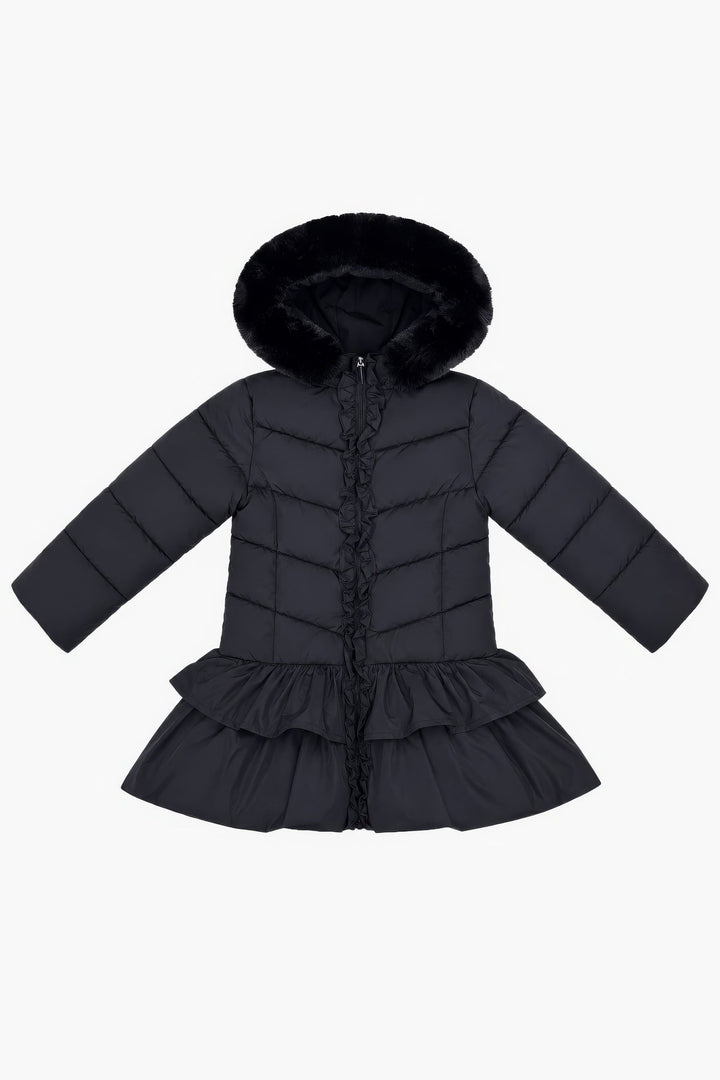 Giorgio Bambini "Florence" Black Ruffle Puffer School Coat - Millie and John