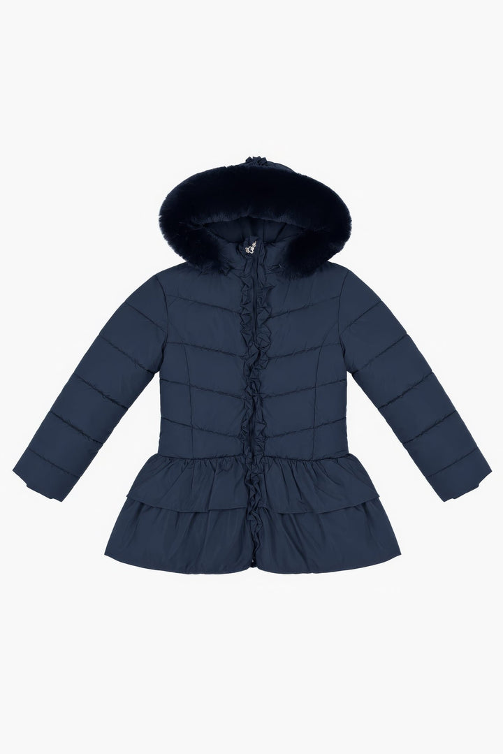 Giorgio Bambini "Florence" Navy Ruffle Puffer School Coat - Millie and John