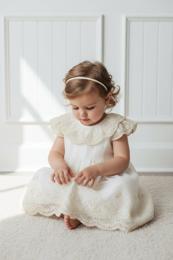 Granlei "Agnes" Ivory Polka Dot Lace Dress - Millie and John