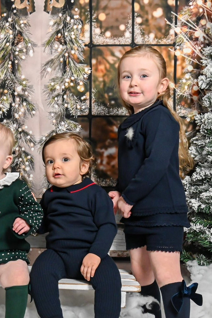 Granlei "Aida" Navy Knit Top & Shorts - Millie and John