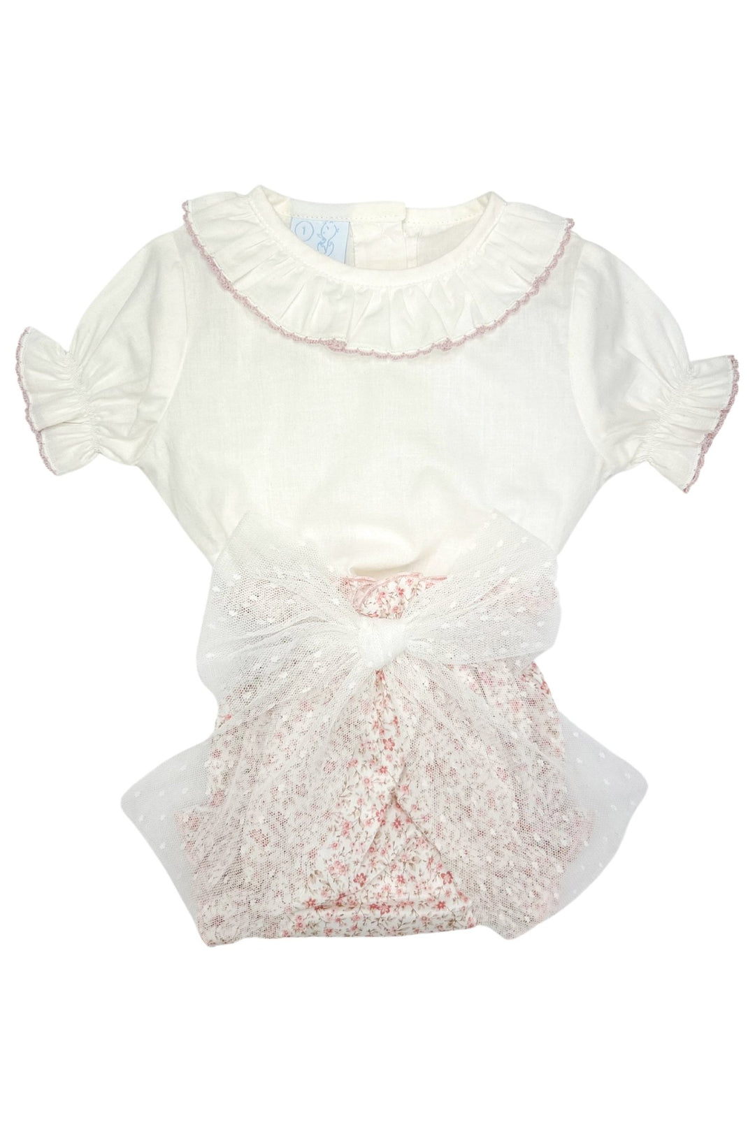 Granlei "Alexa" Blouse & Dusky Pink Floral Tulle Bloomers - Millie and John
