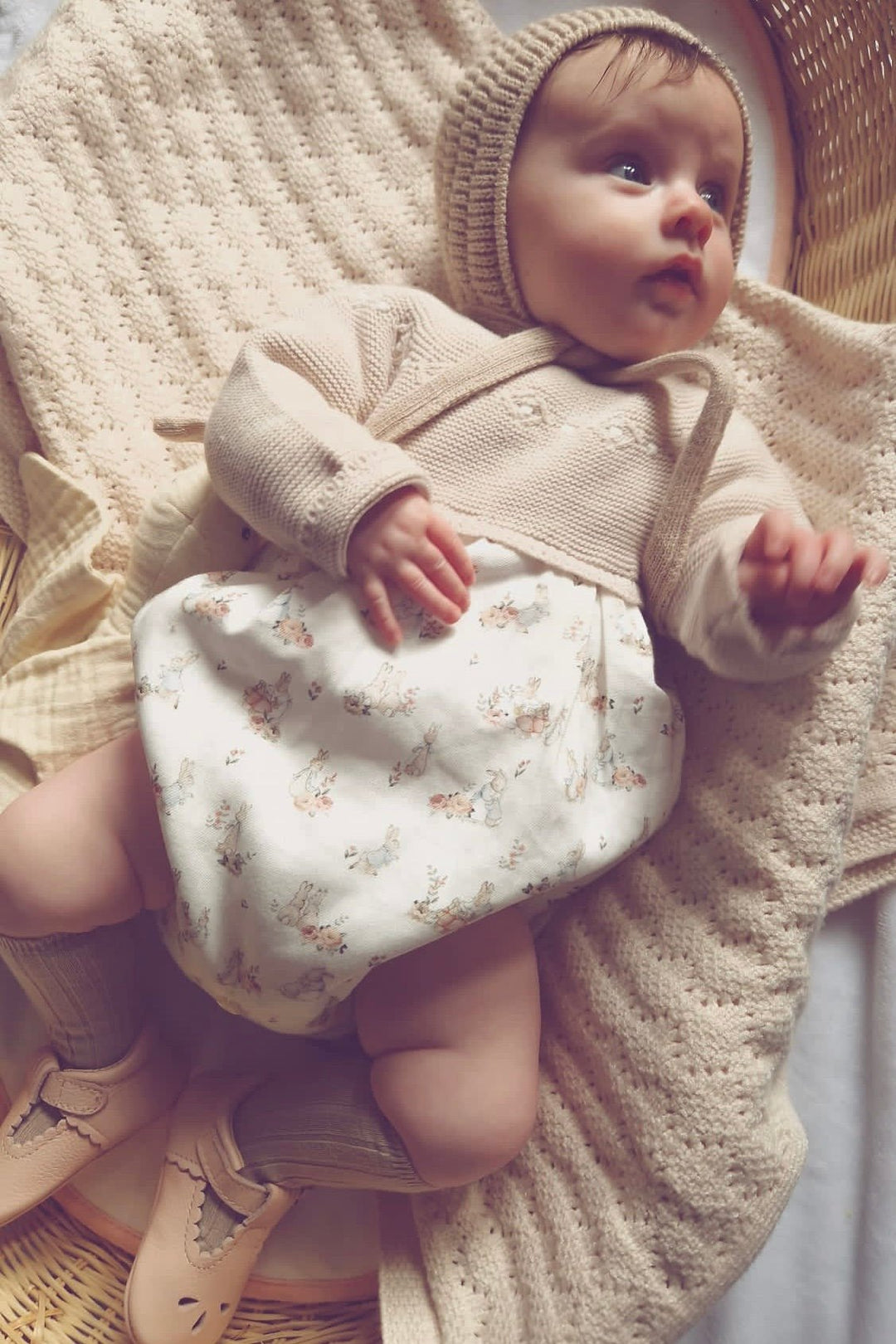 Granlei "Arden" Stone Half Knit Peter Rabbit Romper - Millie and John