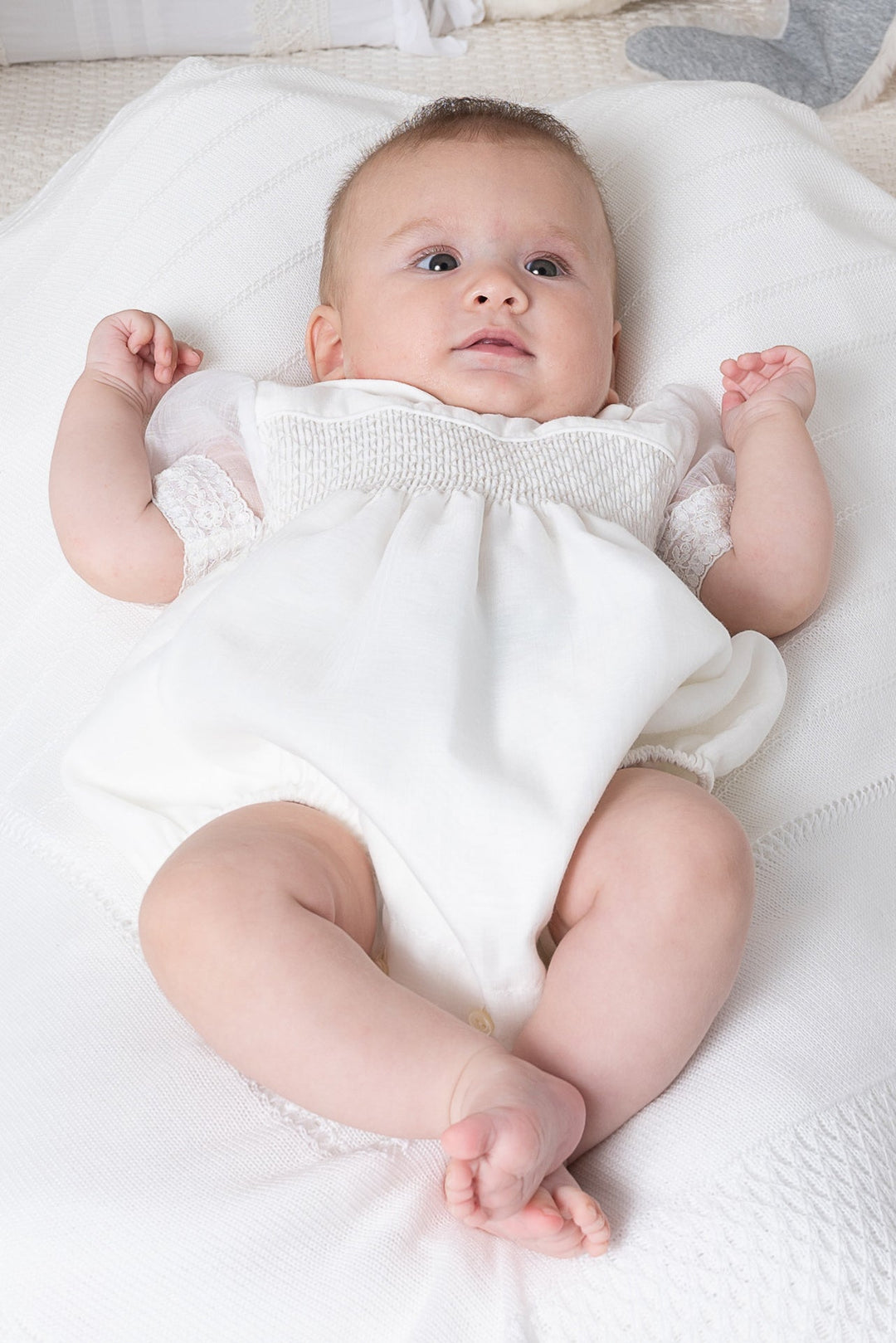 Granlei "Aspen" Ivory Smocked Romper - Millie and John