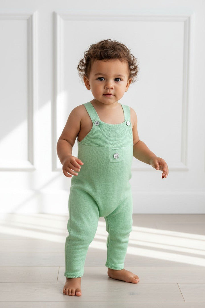 Granlei Classic Knitted Dungarees - Apple Green - Millie and John
