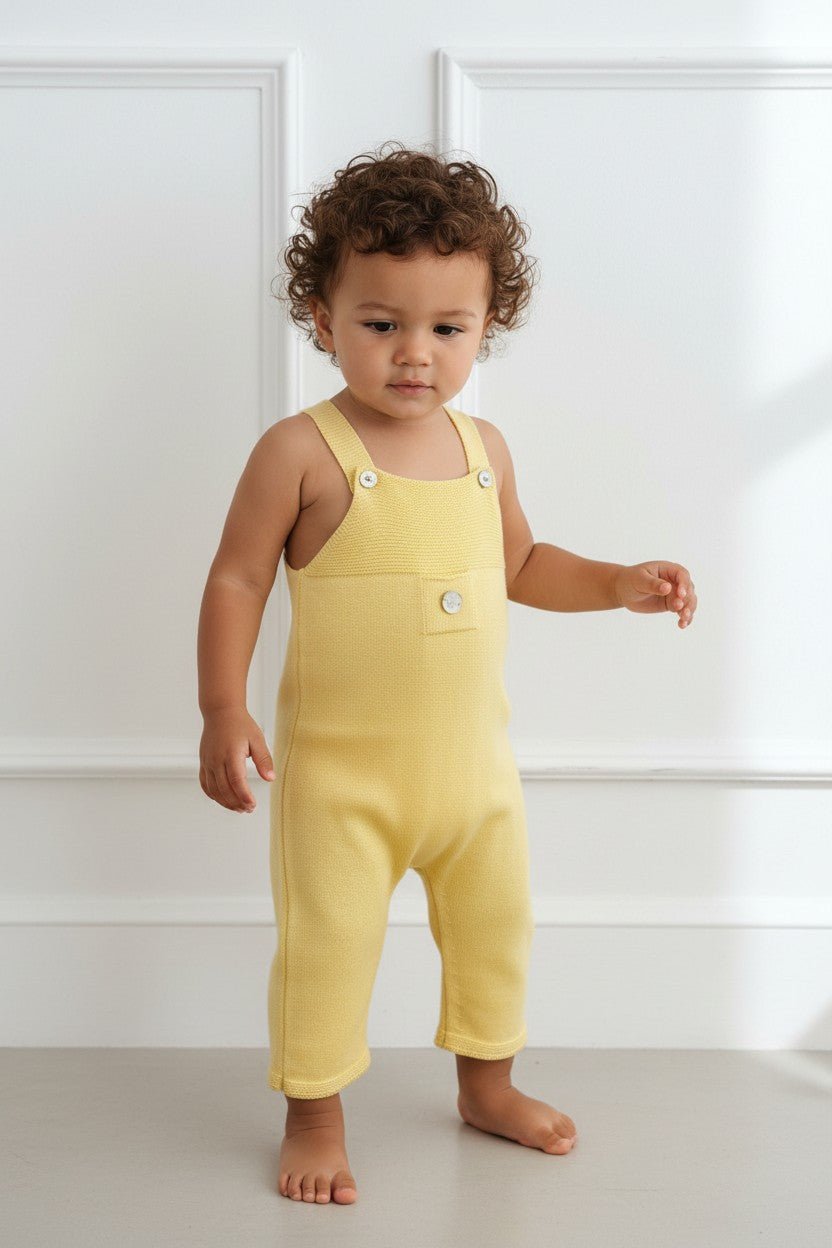 Granlei Classic Knitted Dungarees - Pale Yellow - Millie and John