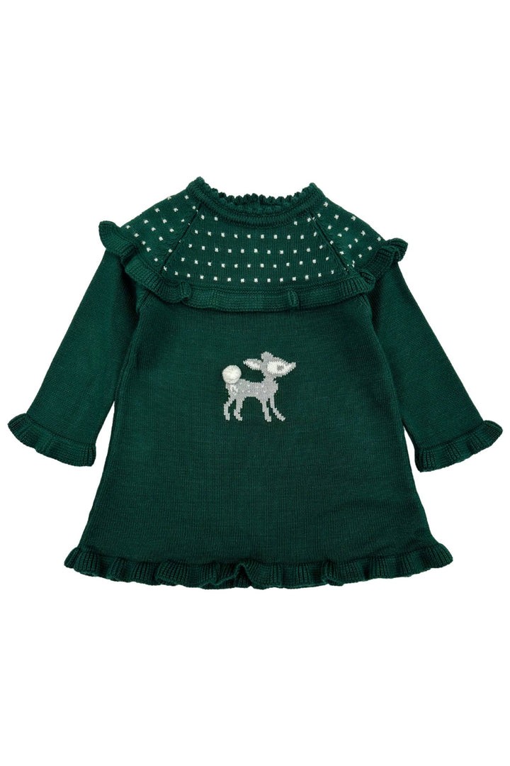 Granlei "Cora" Bottle Green Knit Bambi Dress - Millie and John
