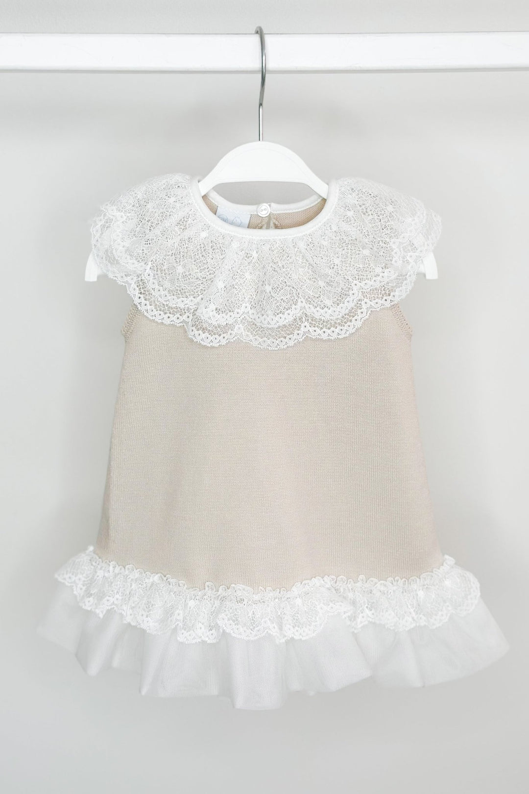 Granlei "Eleonora" Stone Knitted Lace & Tulle Bow Dress - Millie and John