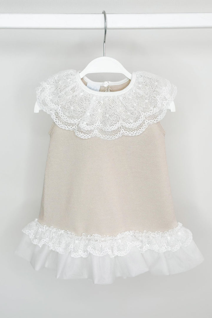 Granlei "Eleonora" Stone Knitted Lace & Tulle Bow Dress - Millie and John