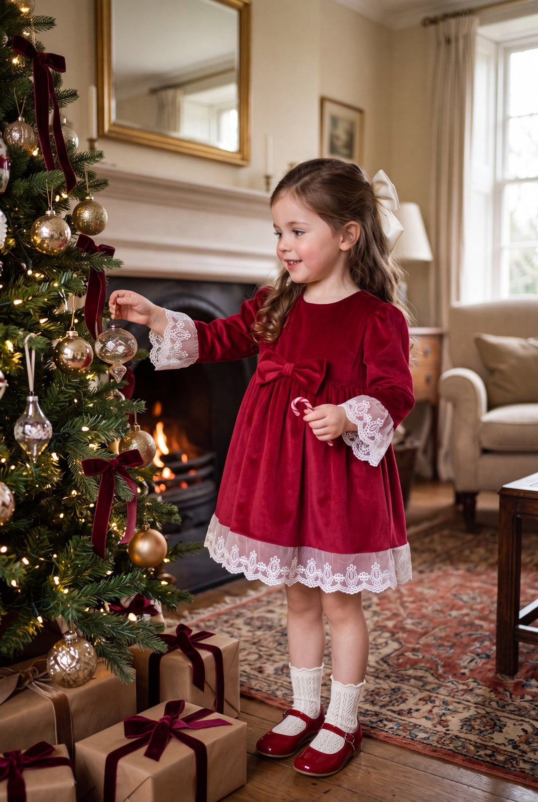 Granlei "Elizabeth" Red Velvet Dress - Millie and John