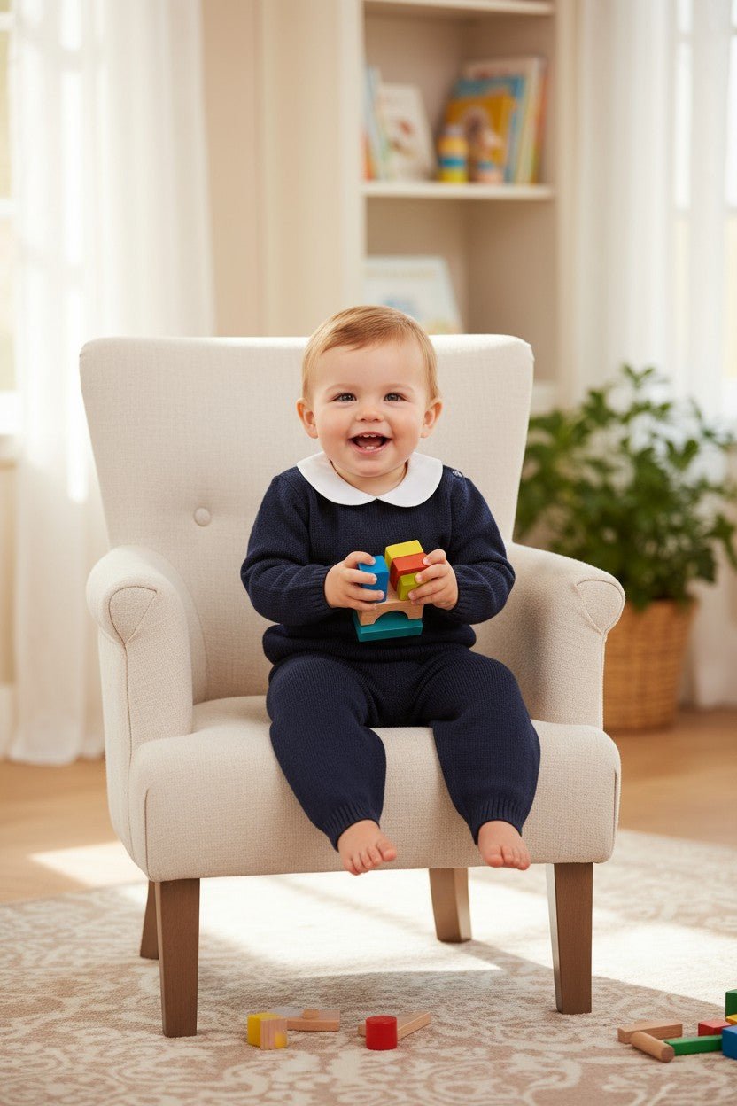 Granlei "Freddie" Navy Knitted Top & Trousers - Millie and John