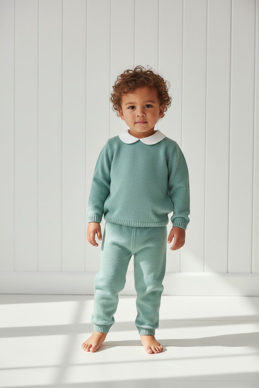 Granlei "Freddie" Sage Green Knitted Top &amp; Trousers - Millie and John