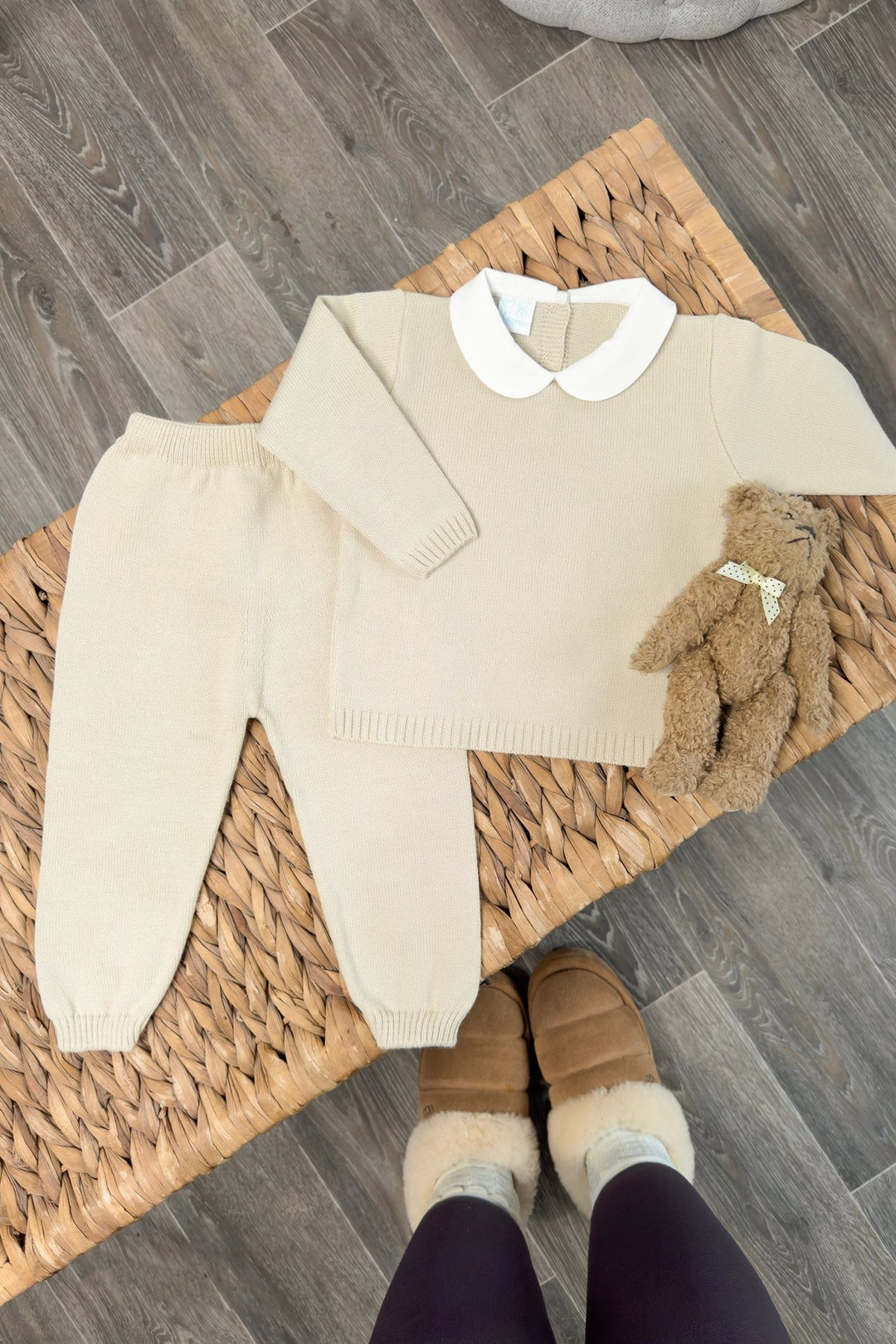 Granlei "Freddie" Sand Knitted Top & Trousers - Millie and John