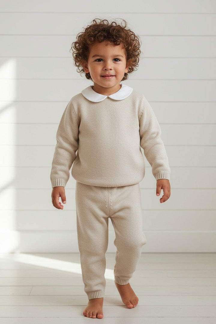 Granlei "Freddie" Sand Knitted Top &amp; Trousers - Millie and John