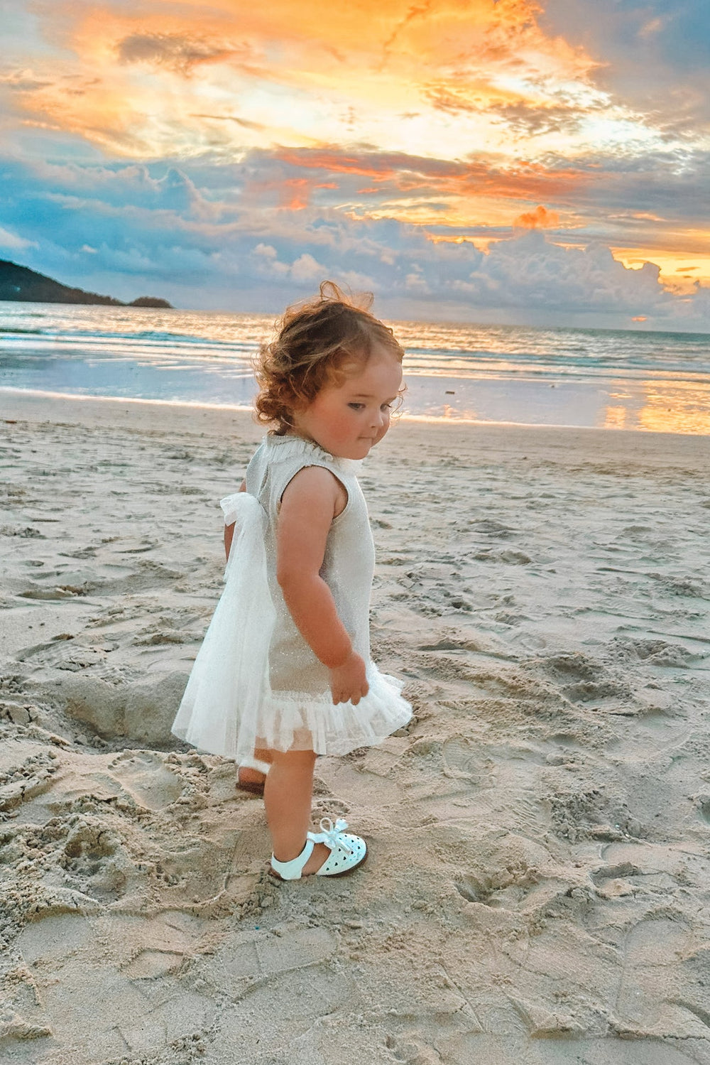 Granlei "Grace" Sparkly Stone Knitted Tulle Bow Dress - Millie and John